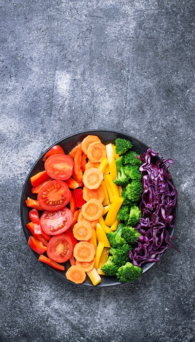 Fresh healthy vegetarian rainbow salad